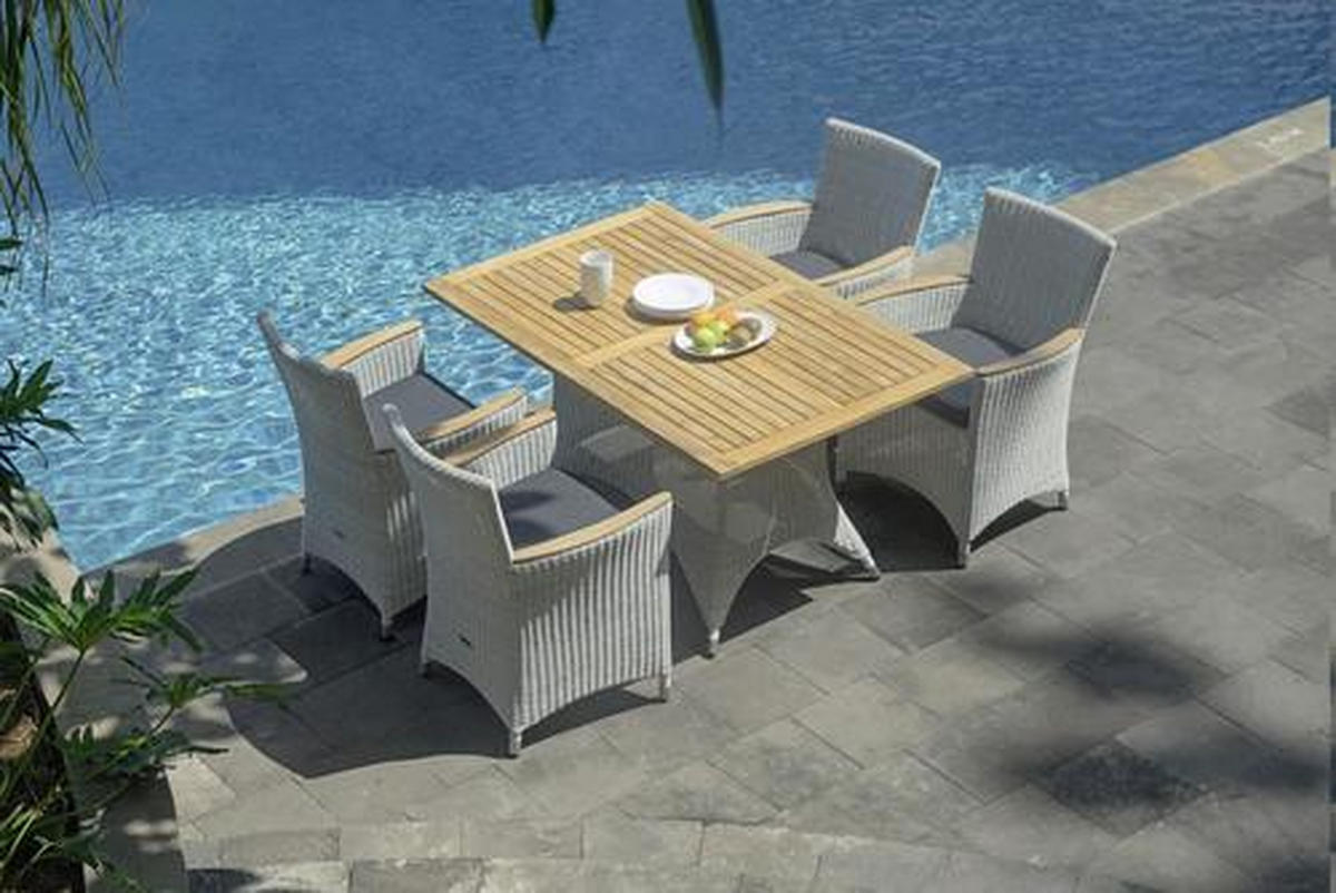 GARTENTISCH 140/90/75 cm Holz, Metall, Kunststoff rechteckig  - Alufarben/Weiß, Design, Holz/Kunststoff (140/90/75cm) - Zebra 