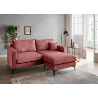 ECKSOFA in Cord Koralle  - Koralle/Schwarz, Basics, Textil/Metall (204/153cm) - Livetastic