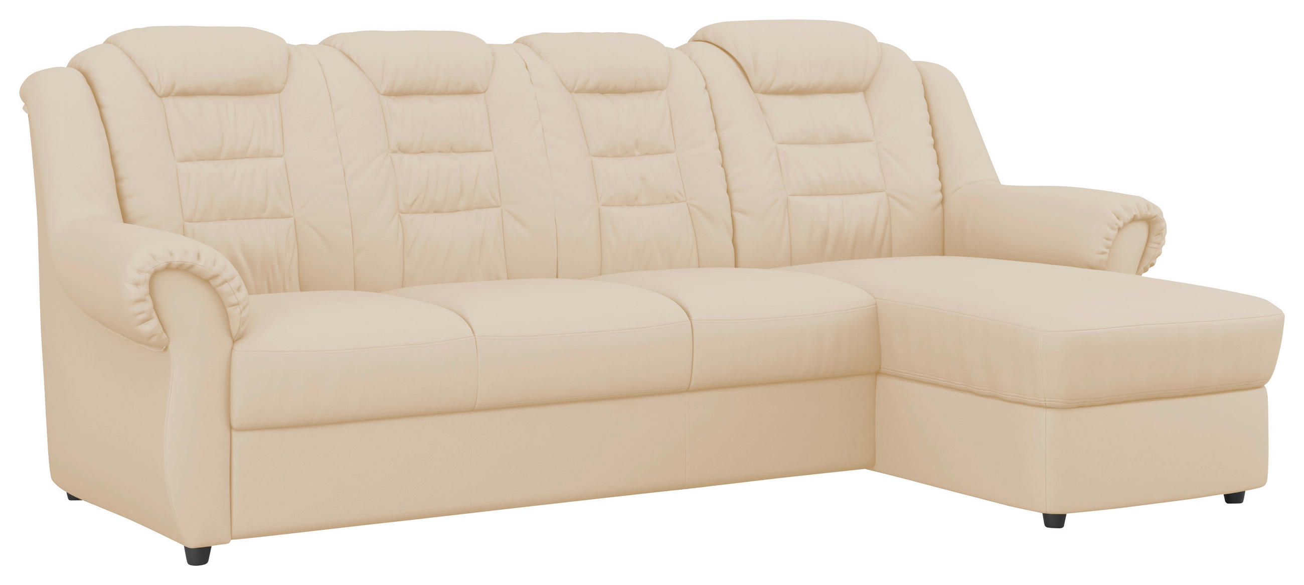ECKSOFA Beige Lederlook  - Beige/Schwarz, KONVENTIONELL, Kunststoff/Textil (262/165cm) - Livetastic