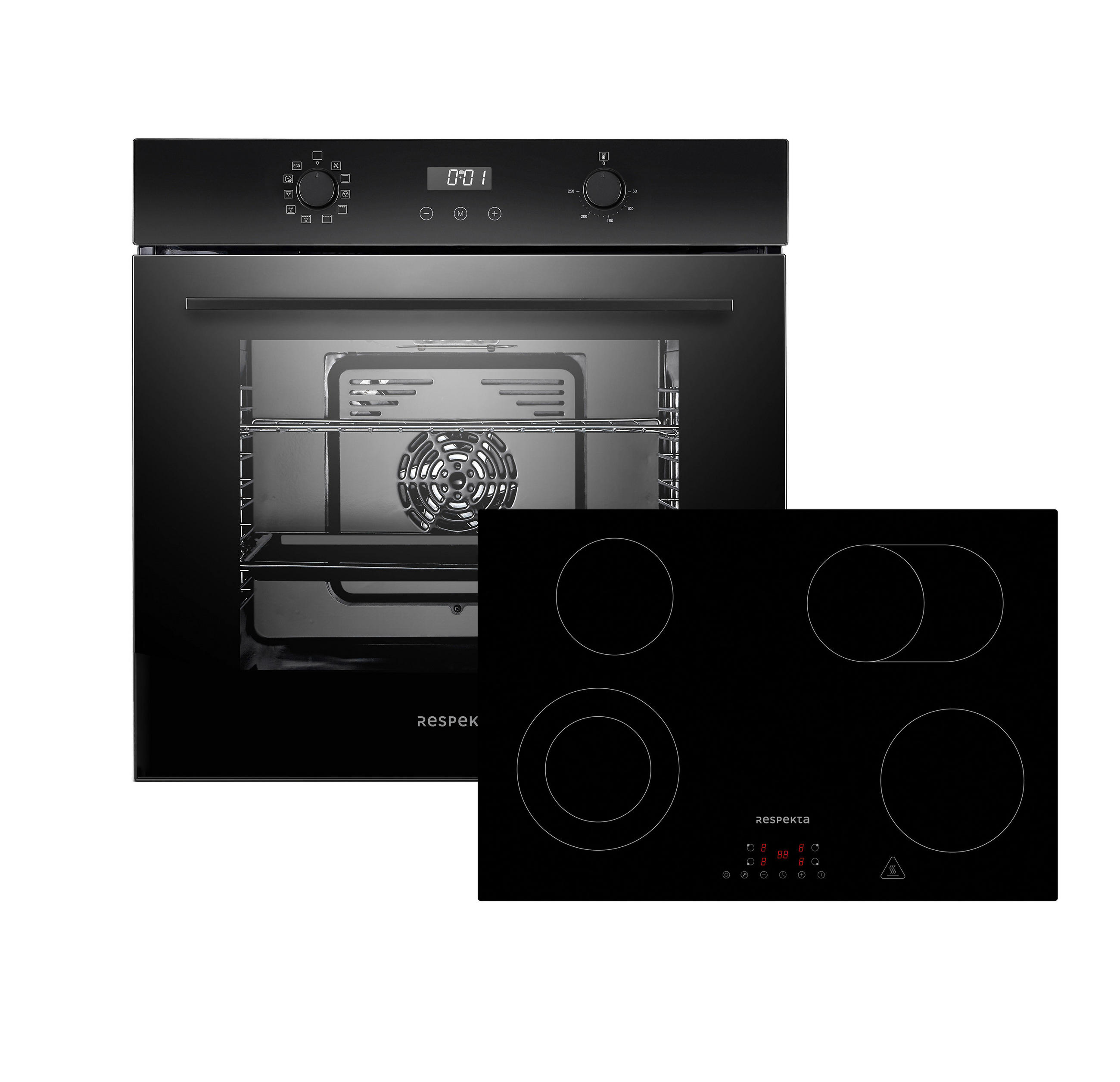 BACKOFENSET ASET7007700  - Schwarz, Trend, Glas/Metall (59,5/59,5/56,5cm) - Respekta