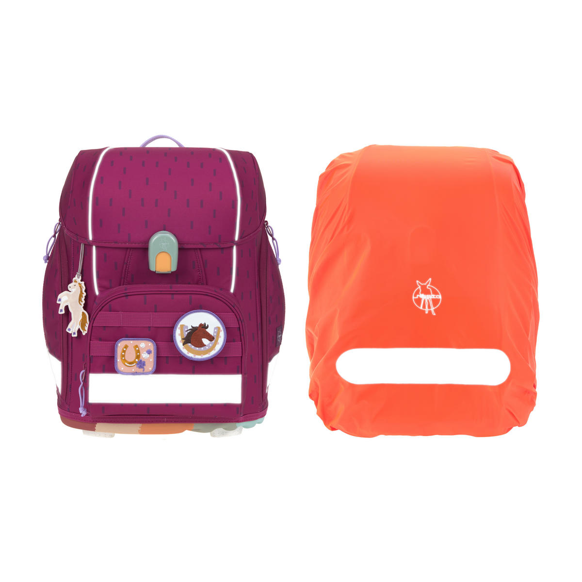 SCHULTASCHENSET - Beere, Basics, Textil (30/25/41,5cm) - Lässig