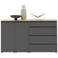 SIDEBOARD Grau  - Eichefarben/Schwarz, Design, Holz/Holzwerkstoff (180/102/41cm) - Dieter Knoll