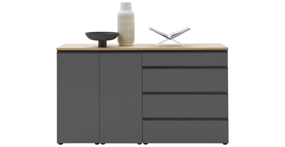 SIDEBOARD Grau  - Eichefarben/Schwarz, Design, Holz/Holzwerkstoff (180/102/41cm) - Dieter Knoll