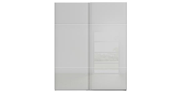 SCHWEBETÜRENSCHRANK 181/223/67 cm 2-türig Grau, Weiß - Weiß/Grau, KONVENTIONELL, Glas/Holzwerkstoff (181/223/67cm) - Novel