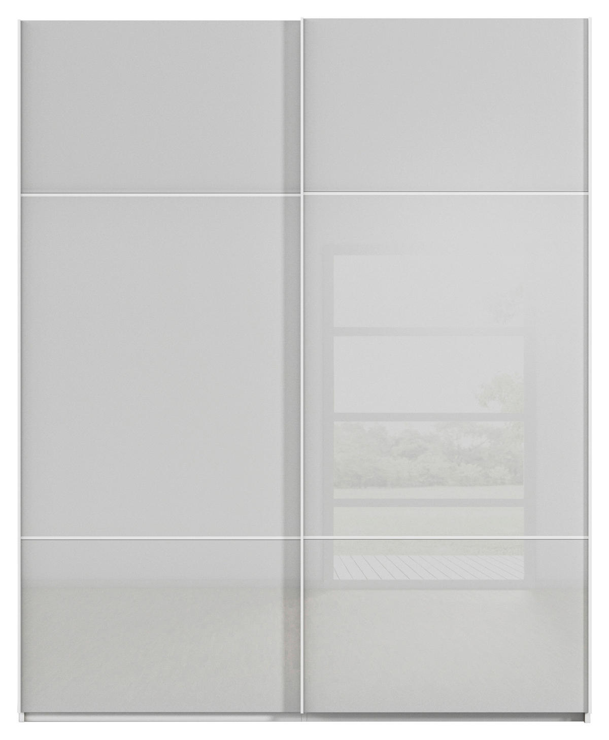 SCHWEBETÜRENSCHRANK in Grau, Weiss  - Weiss/Grau, Konventionell, Glas/Holzwerkstoff (181/223/67cm) - Novel