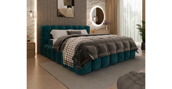 POLSTERBETT Bettkasten Petrol 180/200 cm - Petrol/Schwarz, Trend, Kunststoff/Textil (180/200cm) - Esposa