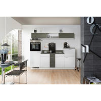KÜCHENBLOCK 250 cm   in Grau, Weiß  - Edelstahlfarben/Weiß, Design, Holzwerkstoff/Metall (250cm) - Welnova
