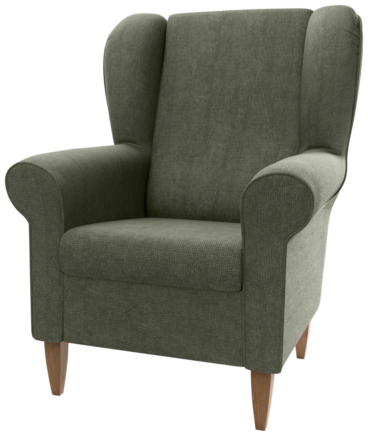 OHRENSESSEL Chenille Dunkelgrün  - Dunkelgrün/Naturfarben, Konventionell, Holz/Textil (80/102/86cm) - Livetastic