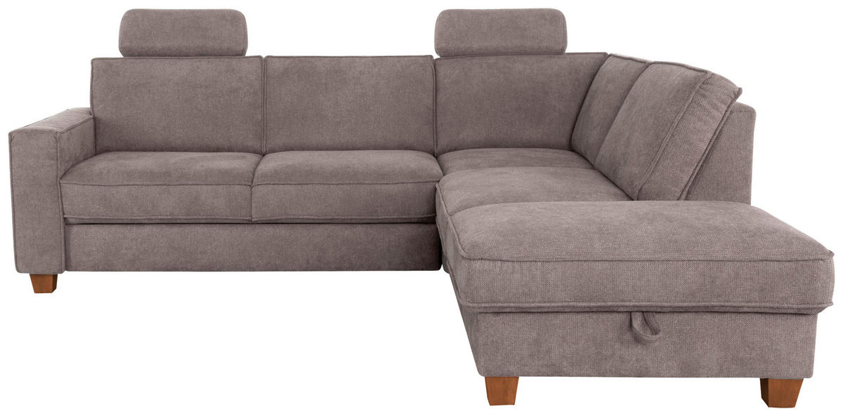 ECKSOFA in Flachgewebe Taupe  - Taupe/Eichefarben, Konventionell, Holz/Textil (236/213cm) - Sit & More