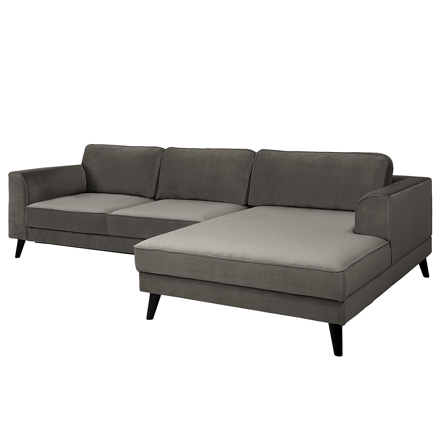 ECKSCHLAFSOFA in Samt, Velours Petrol - Wengefarben/Petrol, Modern, Holz/Textil (280/85/169cm) - Trendmanufaktur