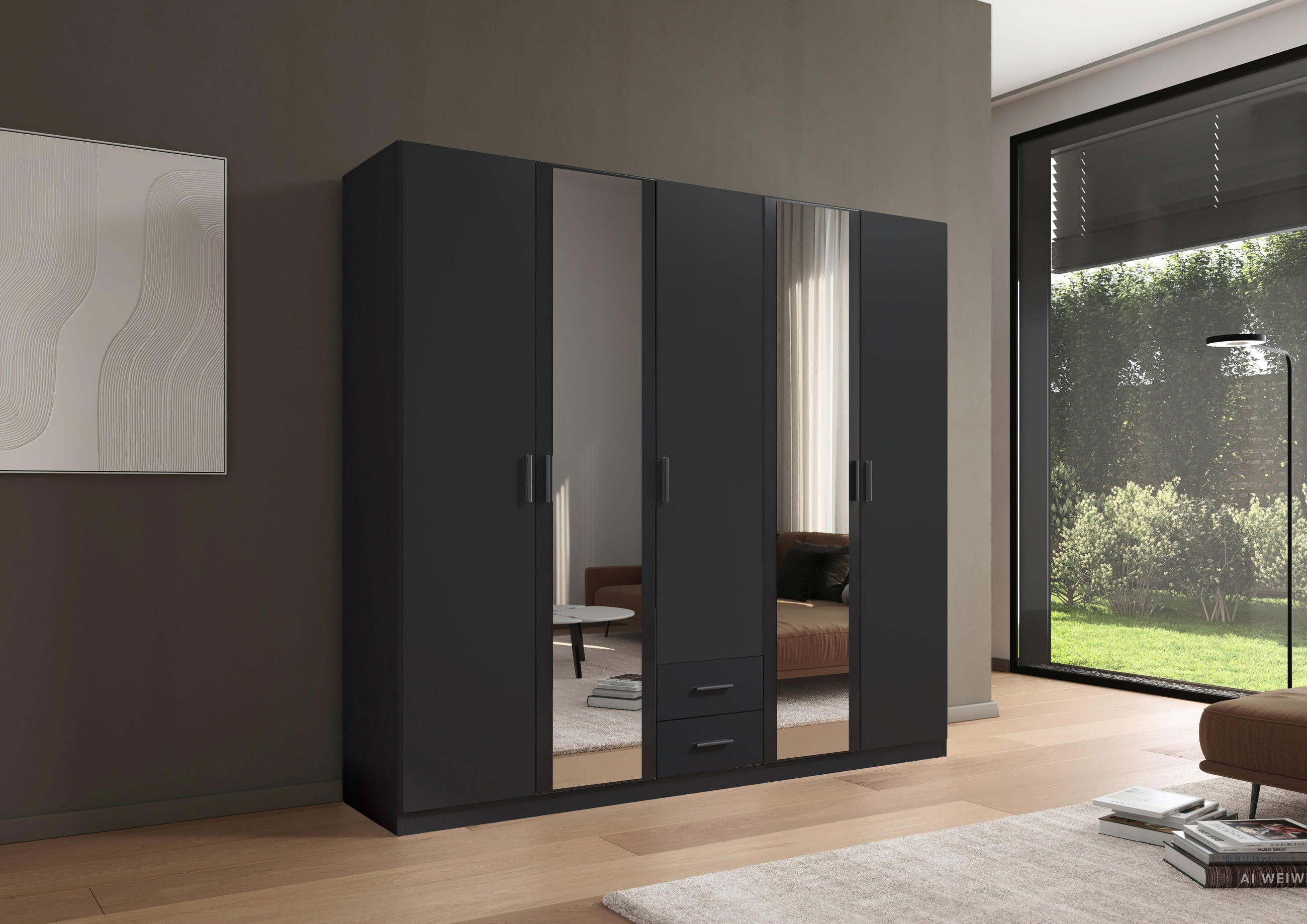 KLEIDERSCHRANK 226/210/54 cm 5-türig Grau  - Grau, KONVENTIONELL, Holzwerkstoff/Kunststoff (226/210/54cm) - Boxxx