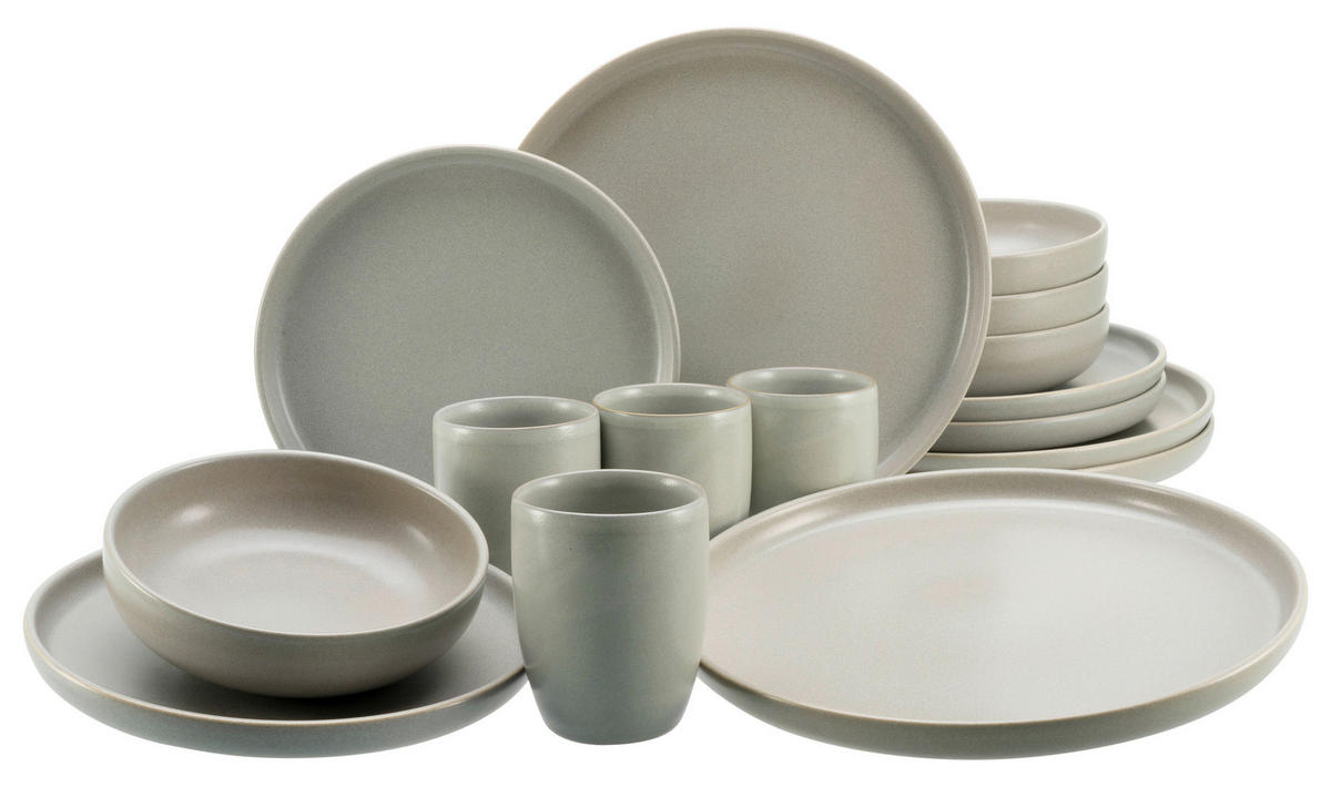 KOMBISERVICE Uno 16-teilig  - Grau, Konventionell, Keramik - Creatable