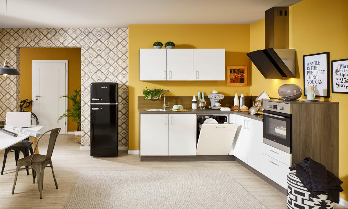 KUCHYNSKÁ LINKA MOON 180 - čierna/biela, Design, kompozitné drevo (180cm) - Welnova