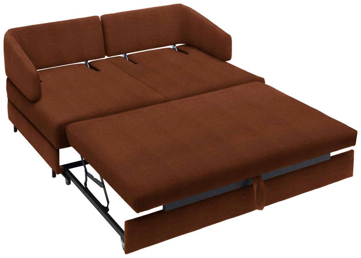 SCHLAFSOFA in Textil Rostfarben  - Rostfarben/Schwarz, Design, Textil/Metall (172/76-89/112-120cm) - Bali