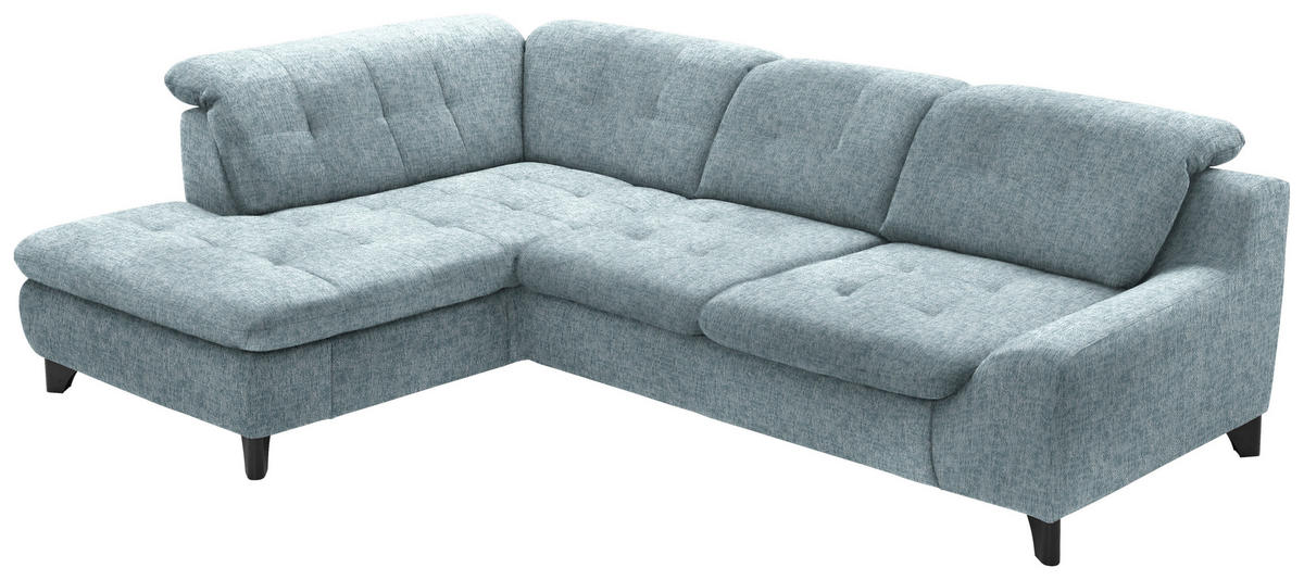 HÖRNSOFFA i chenille pastellblå  - svart/pastellblå, Klassisk, metall/textil (200/281cm) - MID.YOU