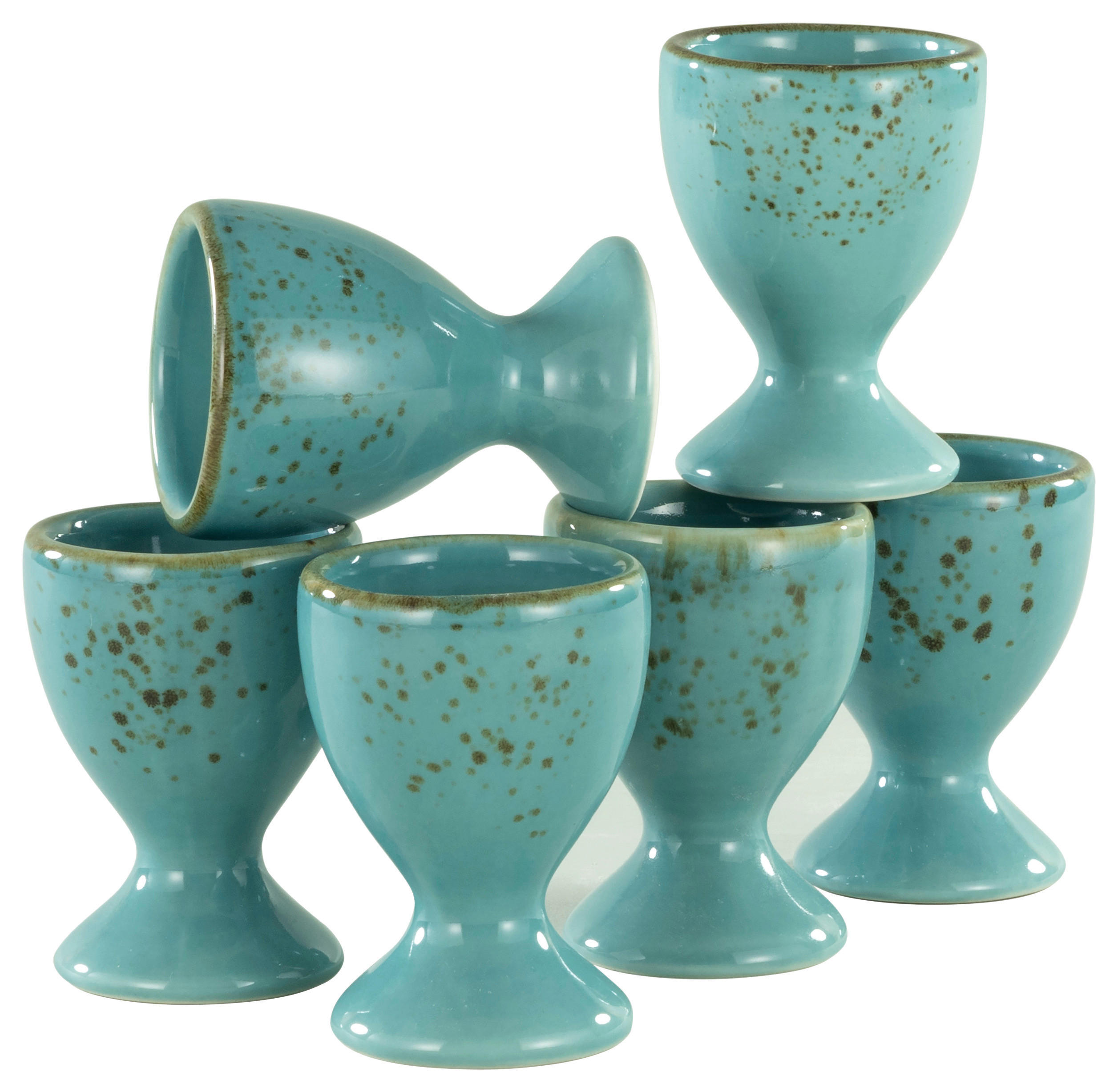 EIERBECHERSET Keramik Steinzeug 6-teilig  - Türkis, Trend, Keramik (5,5cm) - Creatable