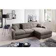 ECKSOFA in Mikrofaser Taupe  - Taupe/Chromfarben, MODERN, Kunststoff/Textil (276/193cm) - Hom`in