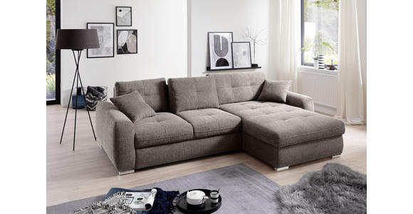 ECKSOFA in Mikrofaser Taupe  - Taupe/Chromfarben, MODERN, Kunststoff/Textil (276/193cm) - Hom`in