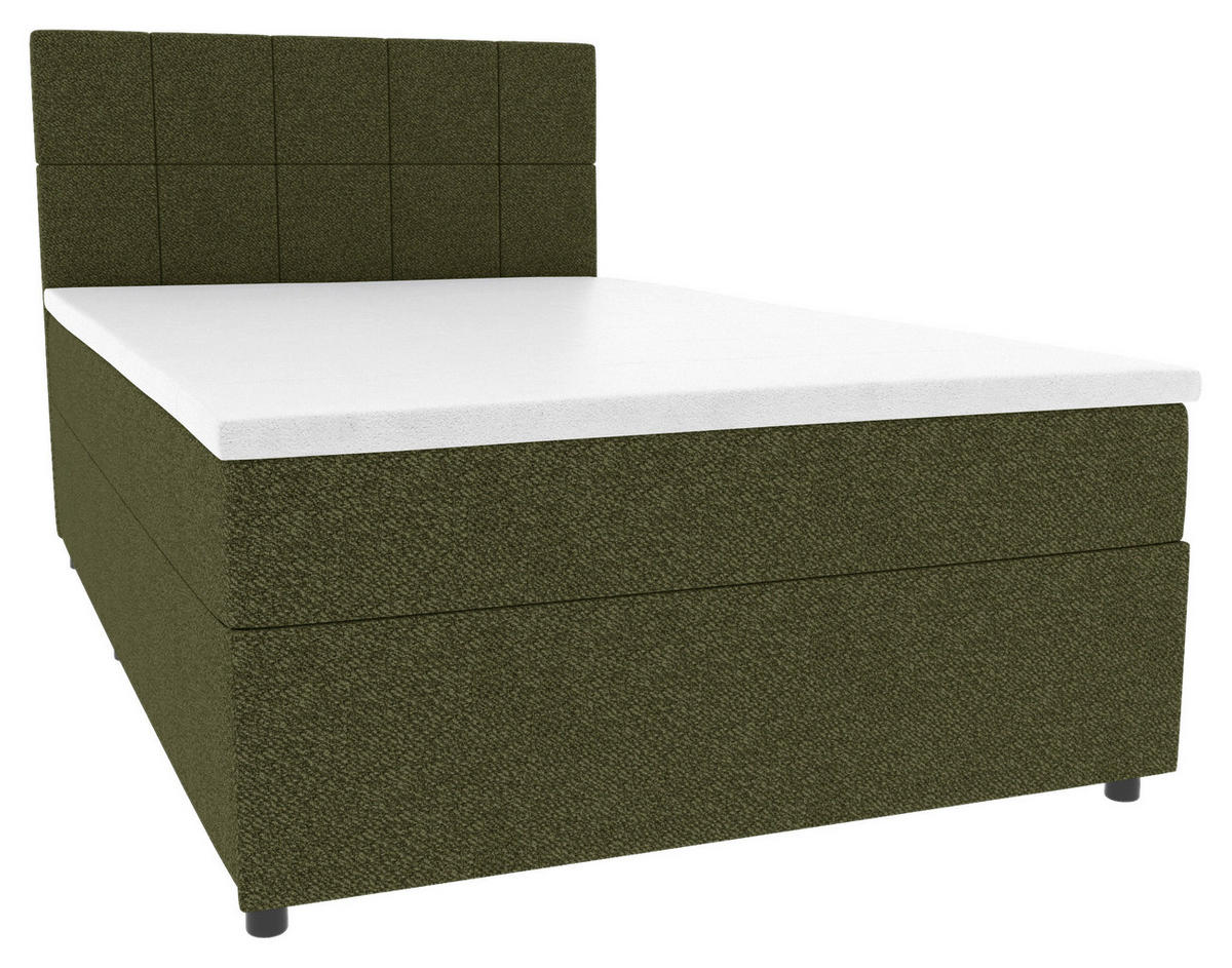 BOXBETT 120/200 cm,  in Grün, Matratze, Topper, Bettschublade, H3 = fest  - Schwarz/Grün, KONVENTIONELL, Kunststoff/Textil (120/200cm) - Boxxx