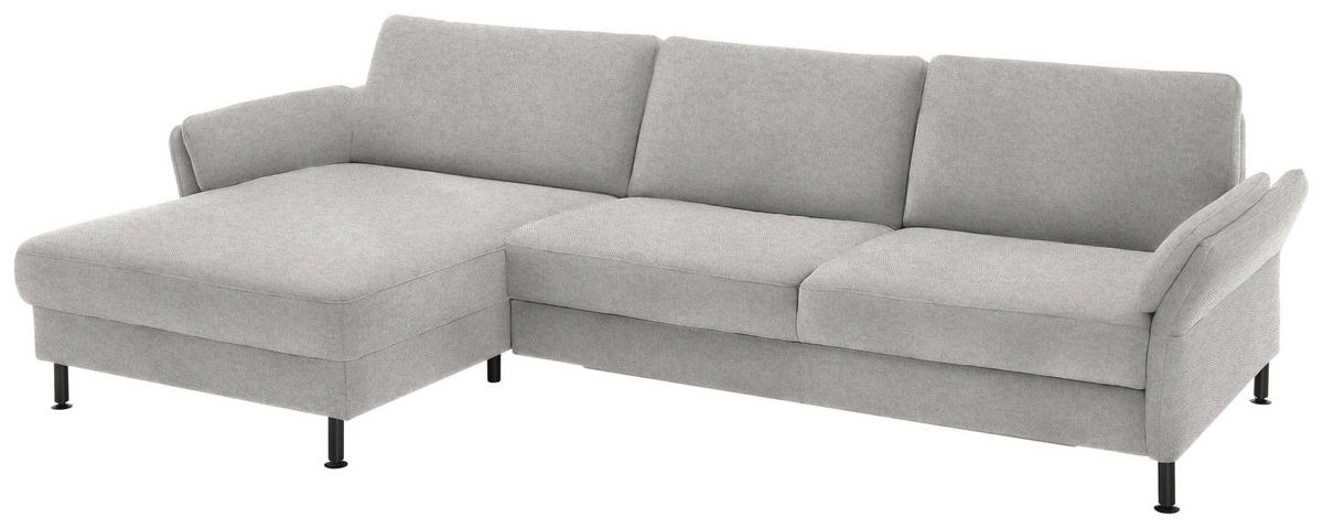 ECKSOFA  in Chenille, Flachgewebe Cappuccino  175/316 cm  - Schwarz/Cappuccino, Design, Textil/Metall (175/316cm) - Dieter Knoll
