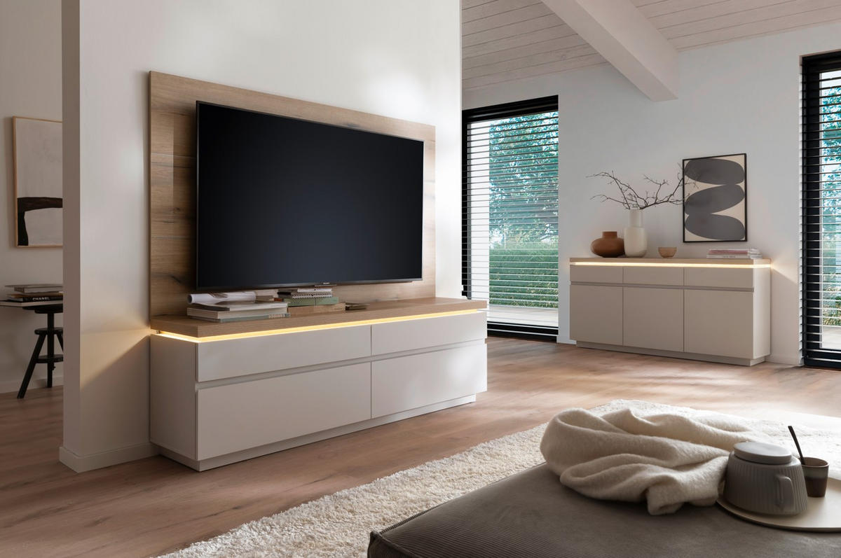 WANDPANEEL 180/106/2 cm  - Kaschmir/Eichefarben, Design, Holzwerkstoff (180/106/2cm) - Livetastic