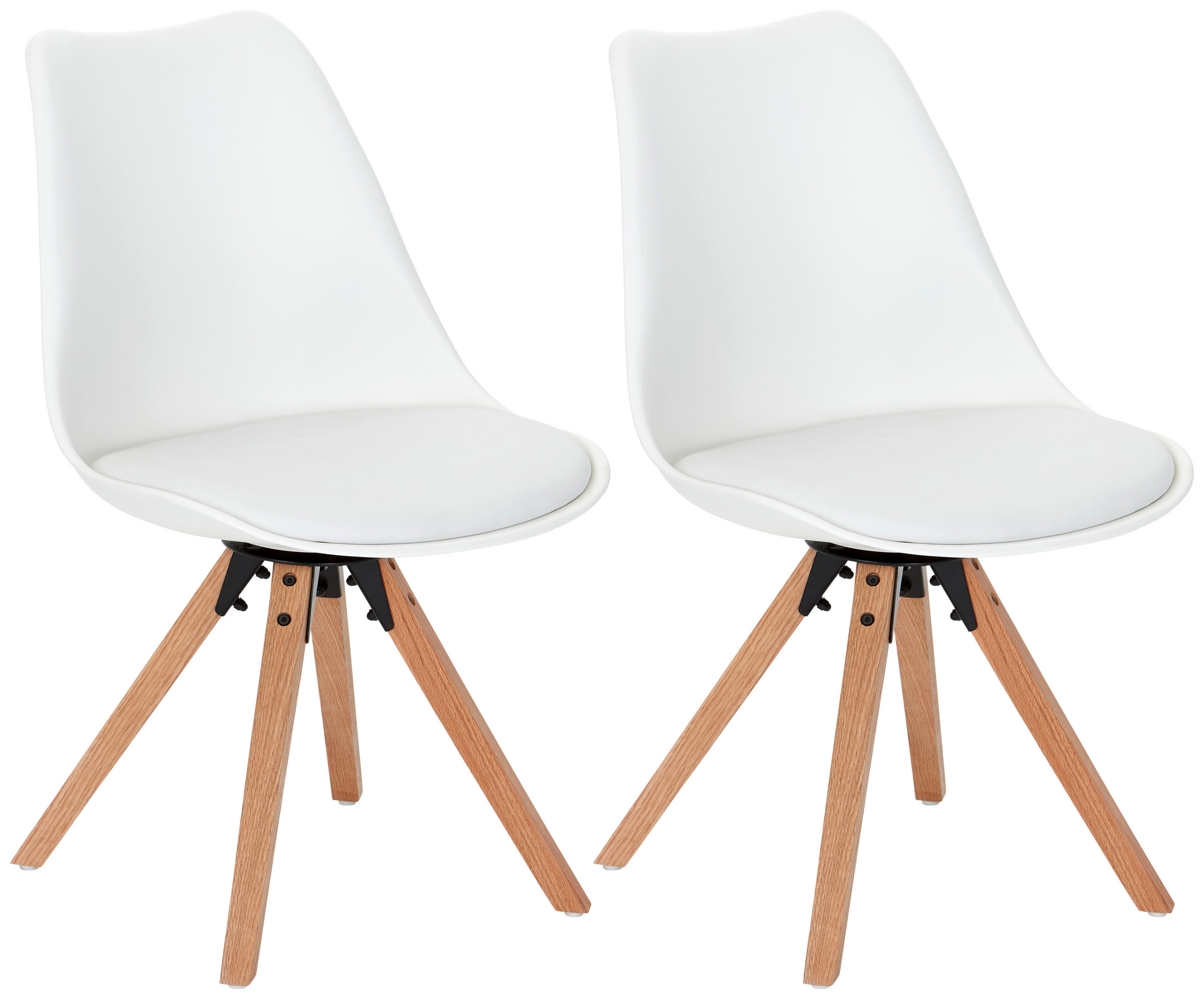 Schalenstuhl Malmö Weiß Lederlook drehbar 2er-Set