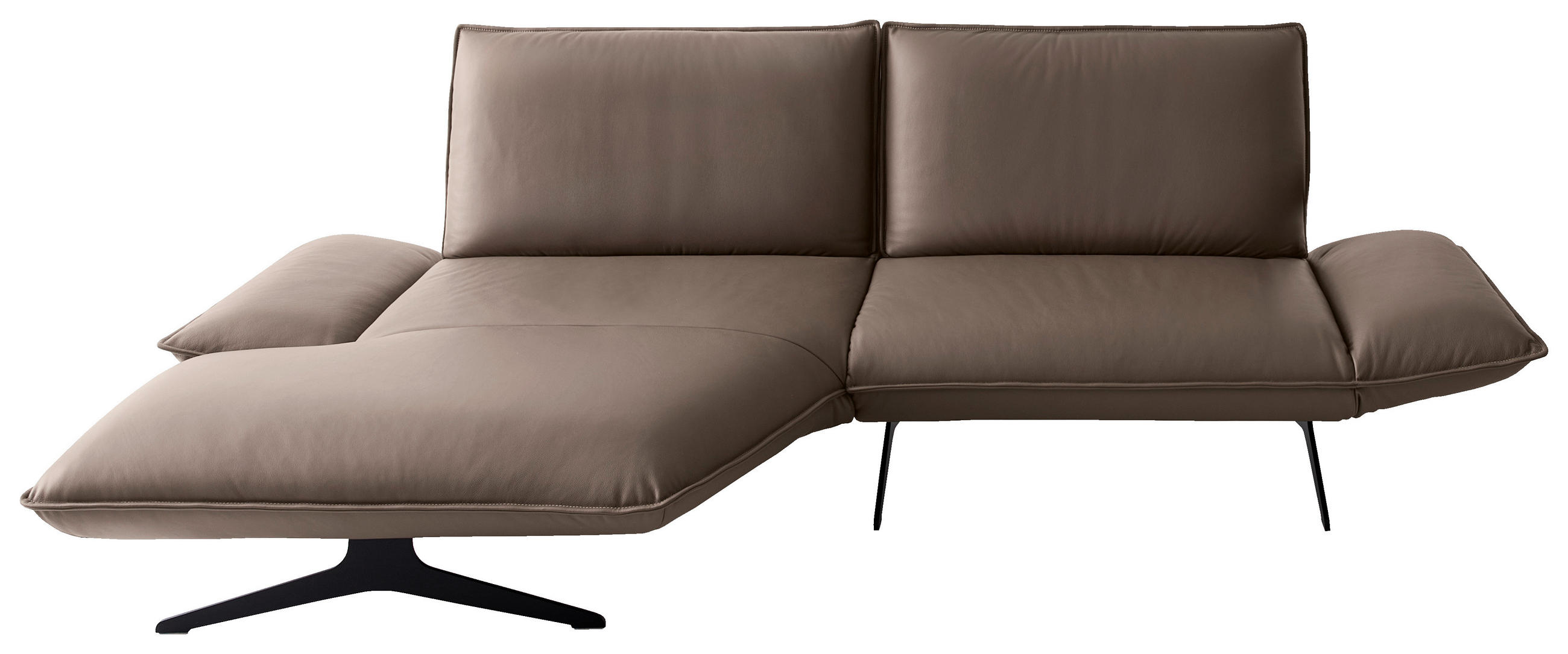 ECKSOFA Braun Echtleder Rücken echt  - Beige/Schwarz, Design, Leder/Metall (149/290cm) - Koinor