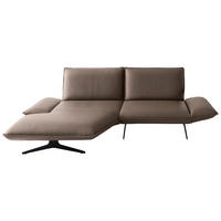 ECKSOFA Braun Echtleder Rücken echt  - Beige/Schwarz, Design, Leder/Metall (149/290cm) - Koinor