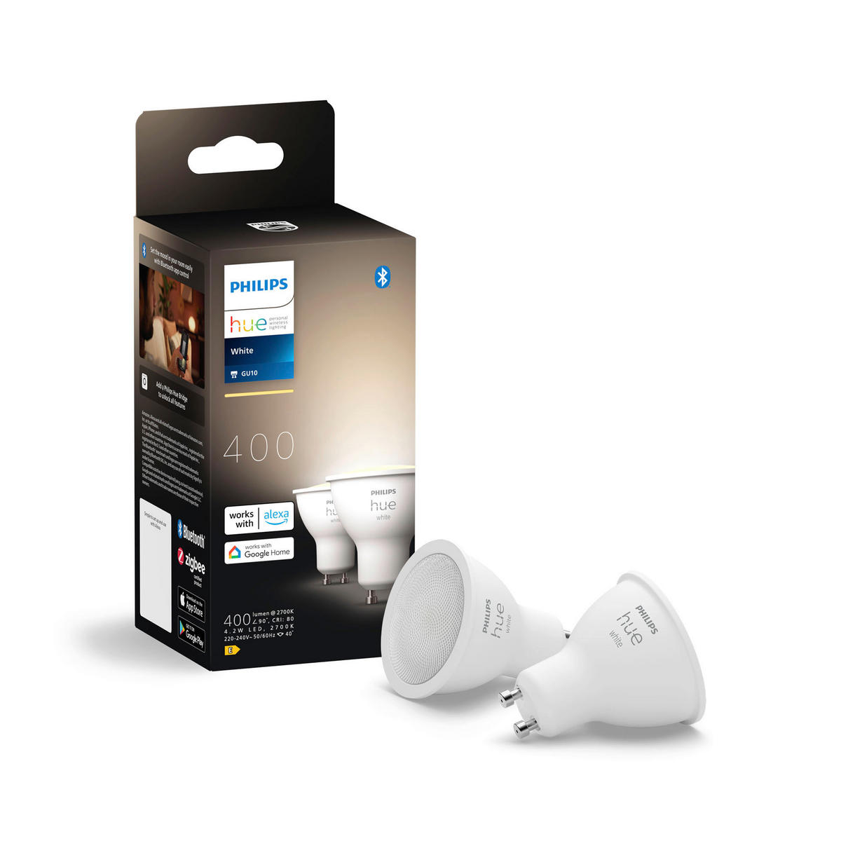 LED-LEUCHTMITTEL GU10 4.2 W 400 lm 2 Stück  - Weiß, Basics, Kunststoff (5,7/5/5cm) - Philips HUE
