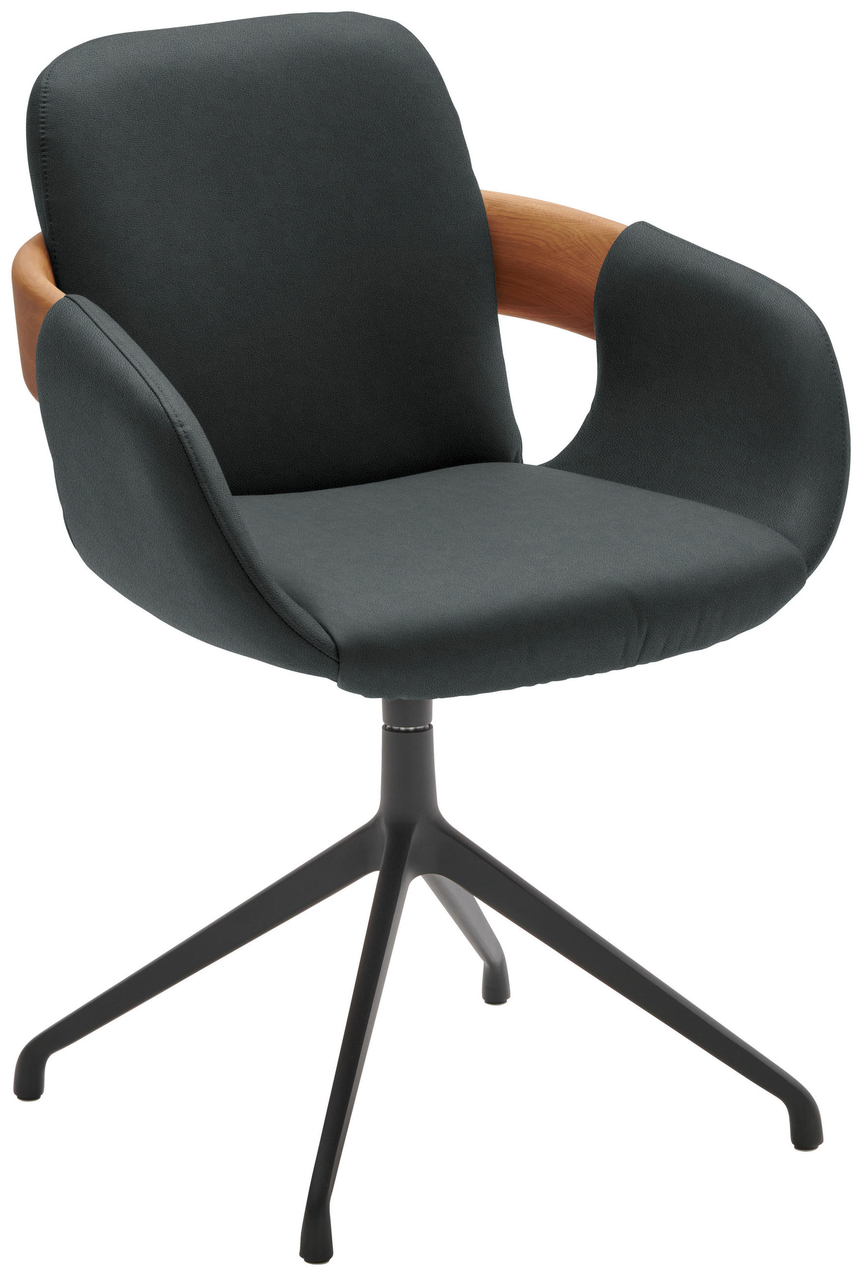 ARMLEHNSTUHL  Lederauswahl, Stoffauswahl, Typenauswahl, Sitzfläche 360° drehbar  Echtleder  - Eichefarben/Cognac, Natur, Leder/Holz (60/86/60cm) - Valnatura