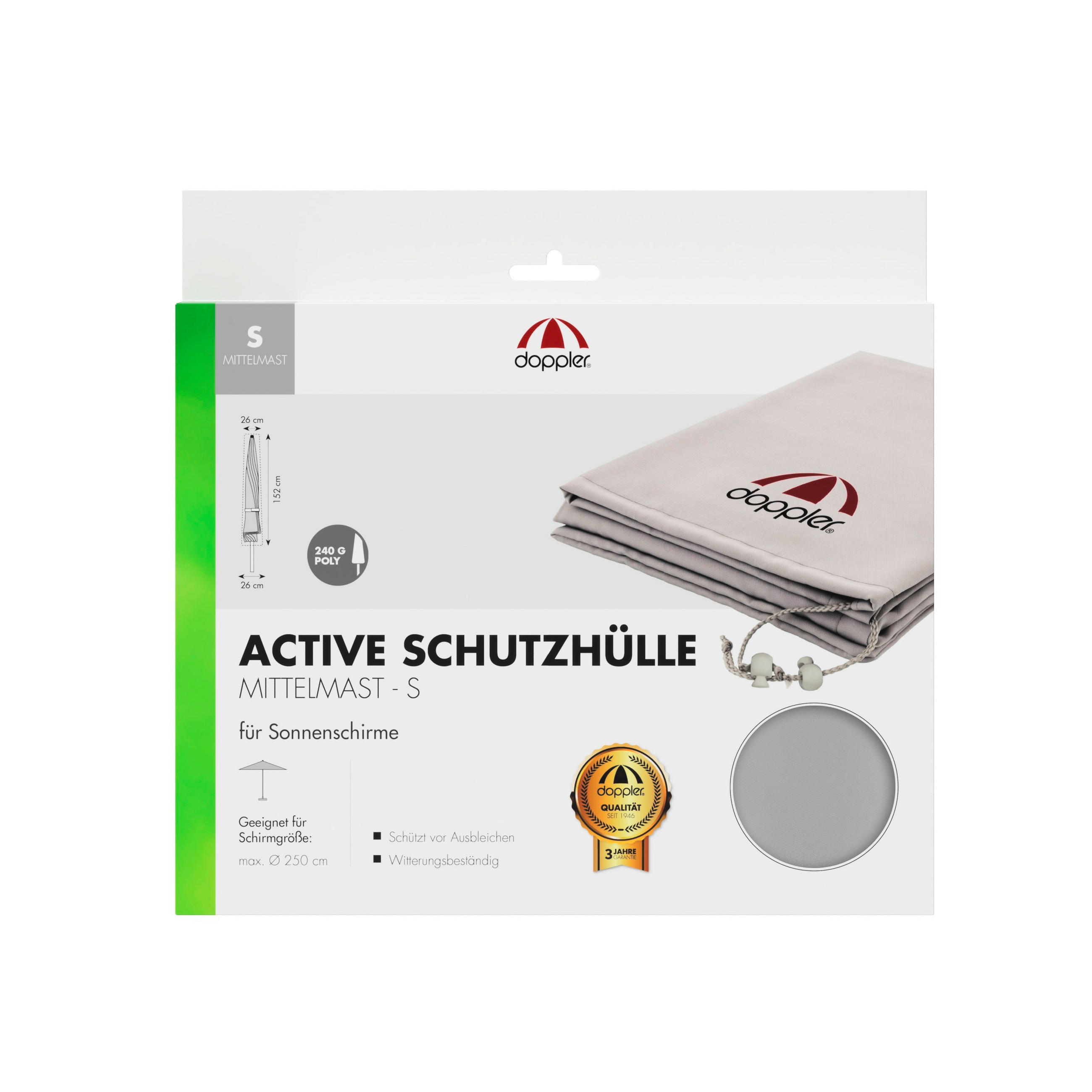 SCHIRMHÜLLE - Hellgrau, Basics, Textil (152/26/26cm) - Doppler