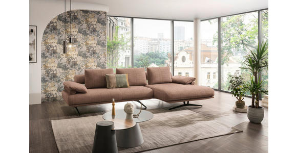 ECKSOFA in Chenille Hellbraun 334/168 cm - Hellbraun/Schwarz, Design, Textil/Metall (334/168cm) - Dieter Knoll
