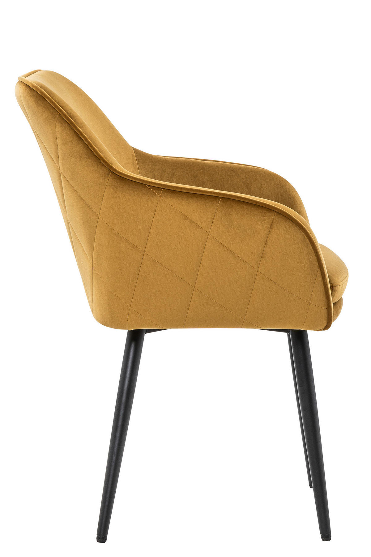 ARMLEHNSTUHL  in Samt  - Senfgelb/Schwarz, MODERN, Textil/Metall (61/85/60cm) - Livetastic