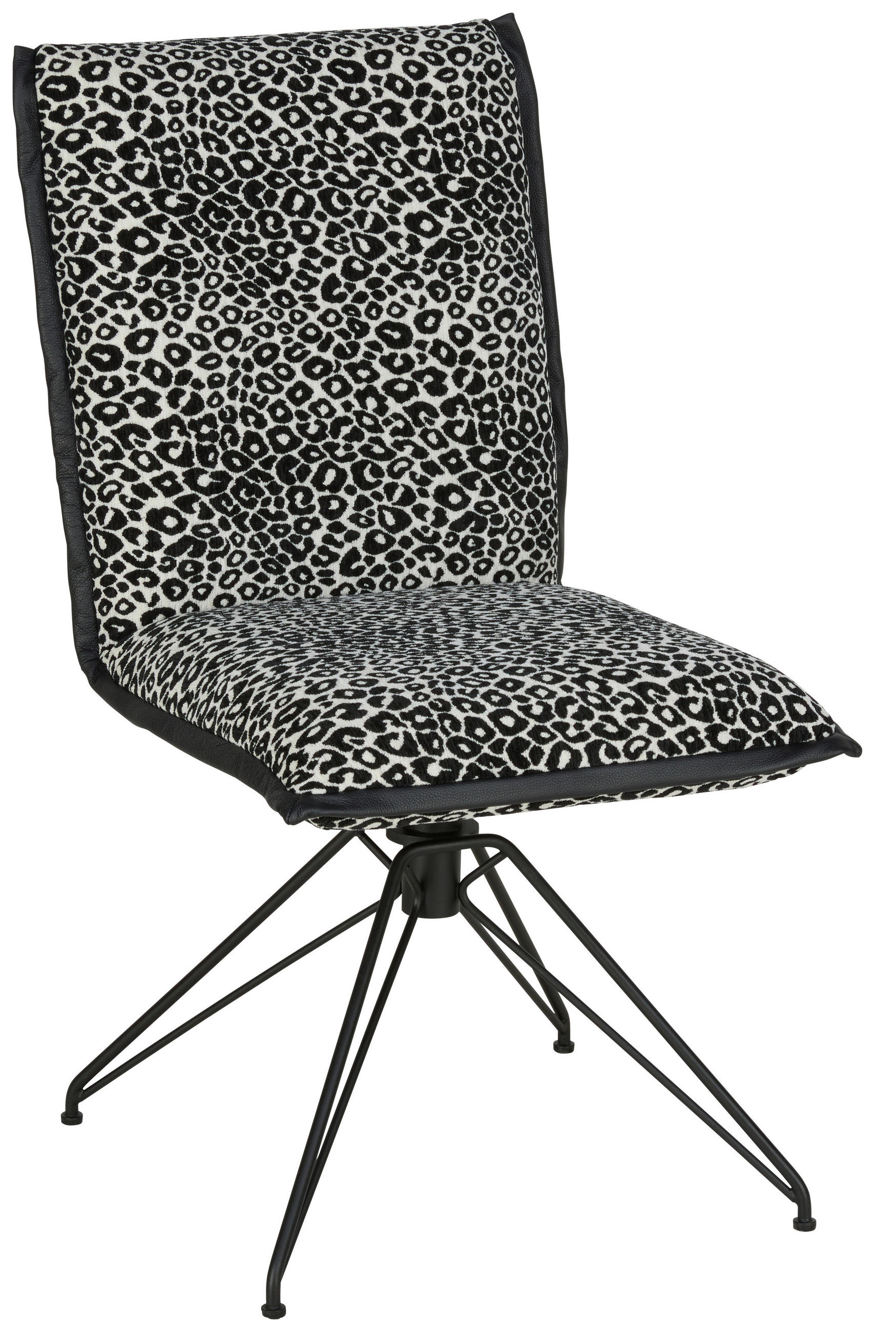 STUHL  Lederauswahl, Stoffauswahl, Typenauswahl, Sitzfläche 360° drehbar, Gestellauswahl, Stoff-/Lederauswahl Flachgewebe Echtleder  Schwarz  - Schwarz, Design, Leder/Textil (49/97/65cm) - Koinor