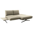 ECKSOFA  in Flachgewebe Beige Rücken echt, Armteilverstellung, Drehsitzfunktion  234/155 cm  - Beige/Schwarz, Design, Textil/Metall (234/155cm) - Dieter Knoll