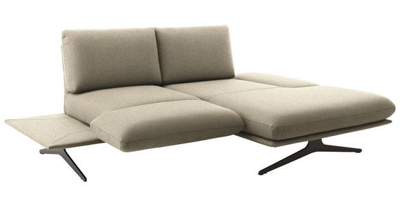 ECKSOFA  in Flachgewebe Beige Rücken echt, Armteilverstellung, Drehsitzfunktion  234/155 cm  - Beige/Schwarz, Design, Textil/Metall (234/155cm) - Dieter Knoll