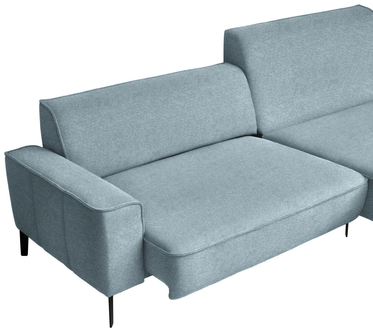 ECKSOFA in Flachgewebe Hellblau  - Schwarz/Hellblau, Design, Textil/Metall (285/190cm) - Johann Jakob