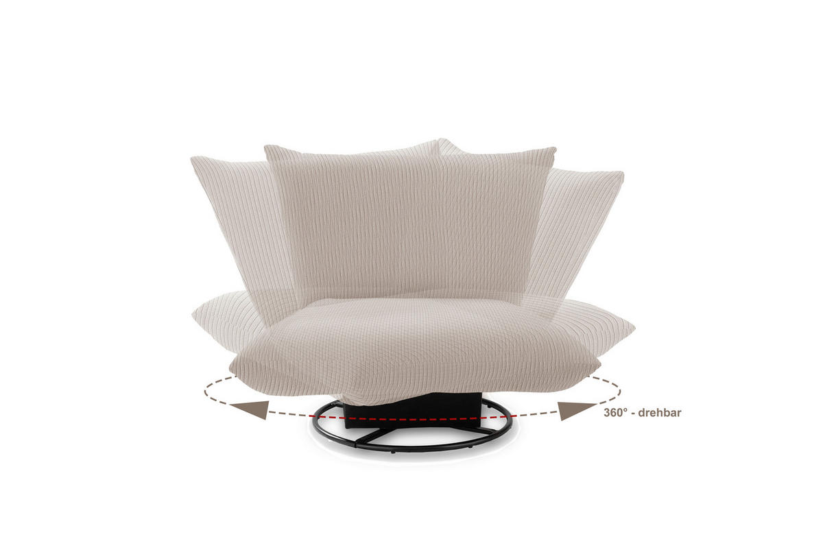 RELAXSESSEL in Textil Beige  - Beige/Schwarz, Design, Textil/Metall (100/78/96cm) - Livetastic