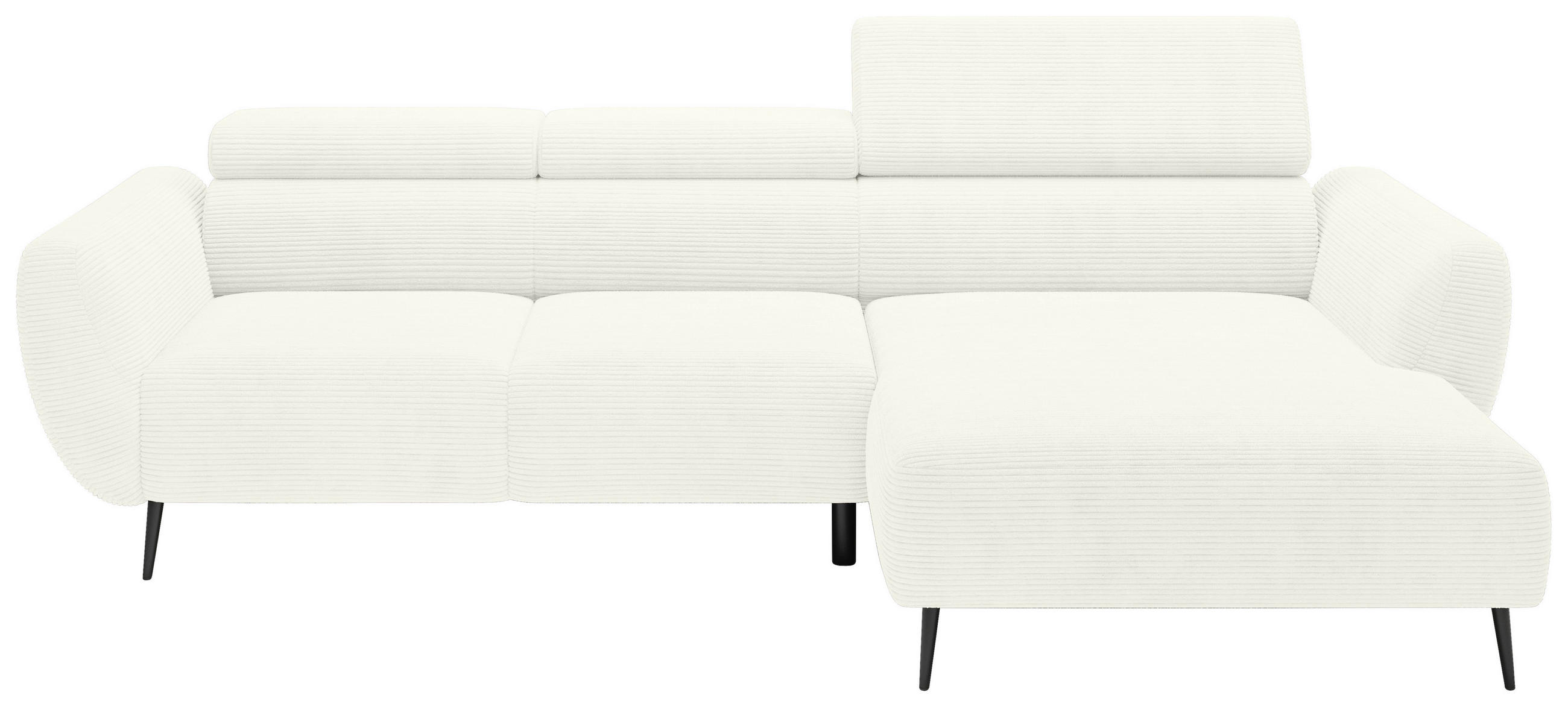 ECKSOFA in Cord Creme  277/174 cm  - Creme/Schwarz, KONVENTIONELL, Textil/Metall (277/174cm) - Carryhome