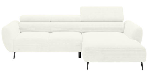 ECKSOFA in Cord Creme  - Creme/Schwarz, KONVENTIONELL, Textil/Metall (277/174cm) - Carryhome