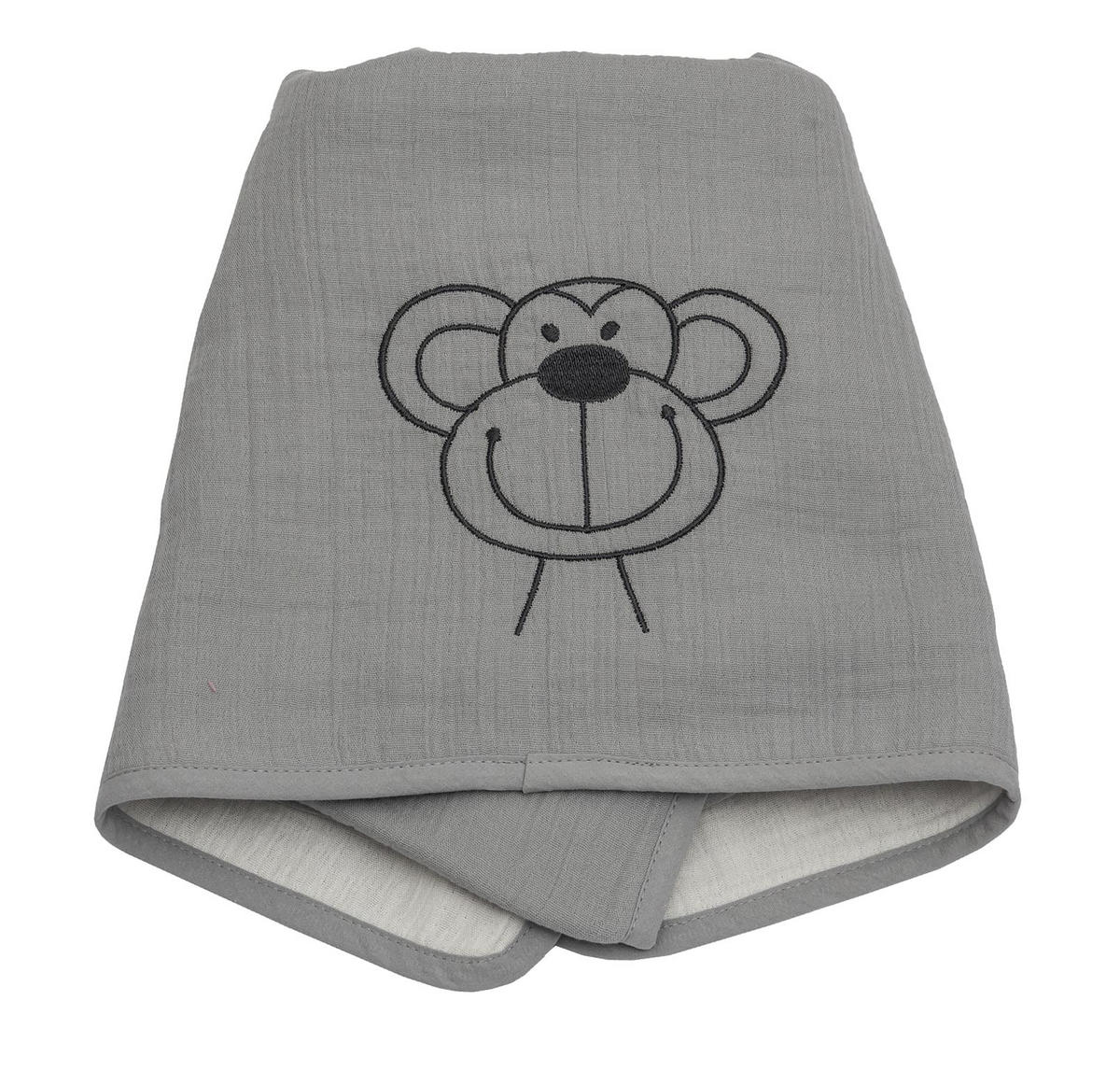 SCHMUSEDECKE Musselin Affe Grau  70/100 cm  - Creme/Grau, Basics, Textil (70/100cm) - Bebe's Collection