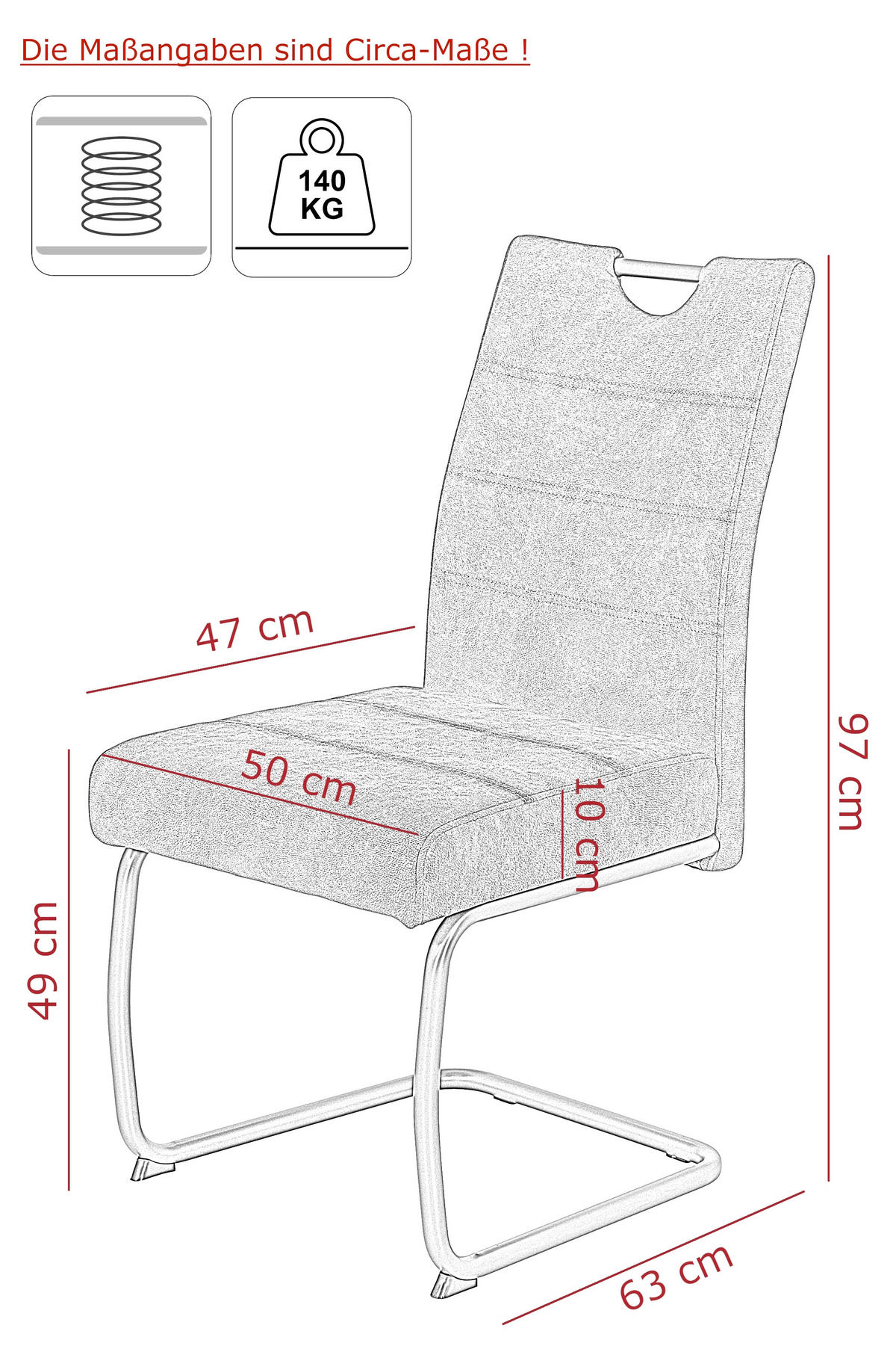 SCHWINGSTUHL-SET 2 Stück mit Griff Samt, Mikrofaser  - Anthrazit/Grau, MODERN, Textil/Metall (50/97/63cm) - P & B