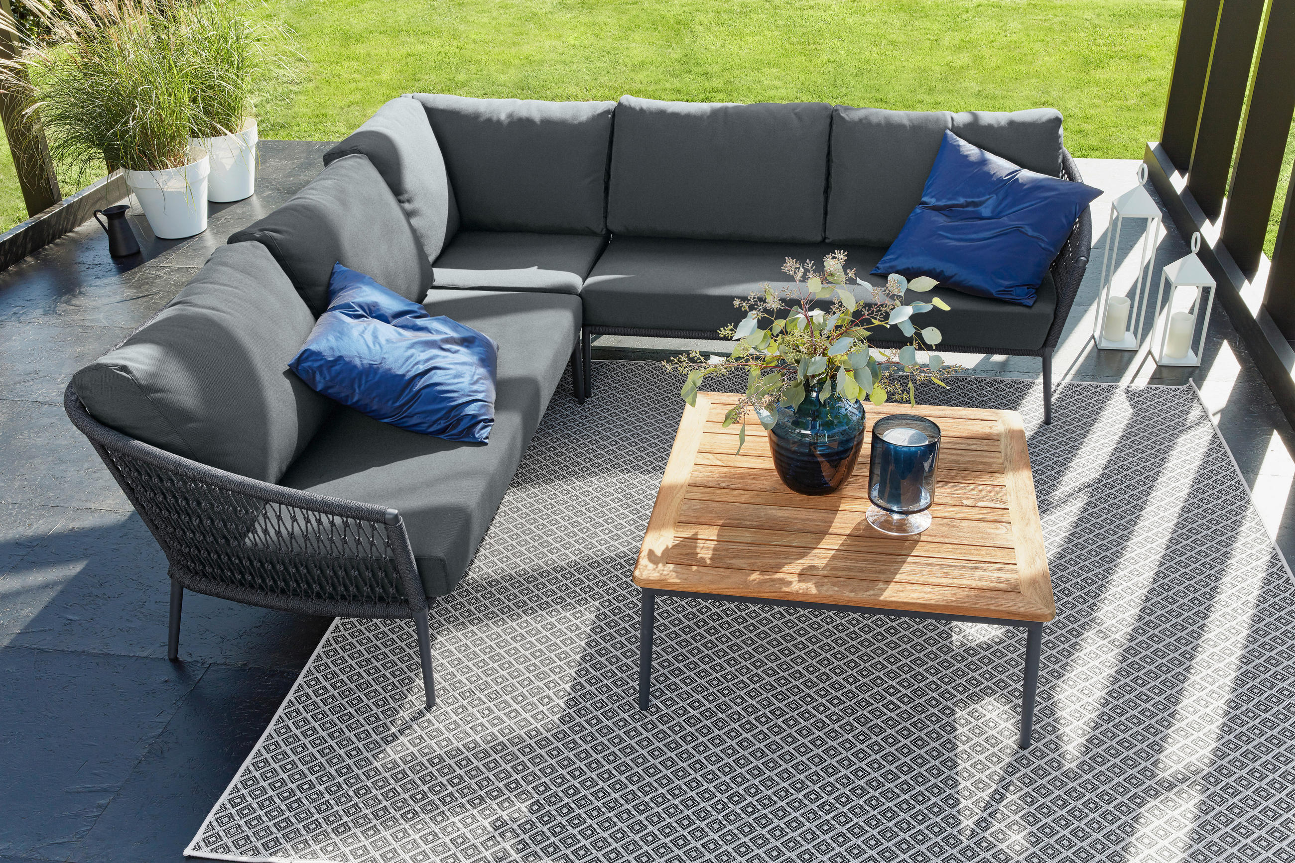 LOUNGEECKTEIL - Anthrazit/Grau, Basics, Textil/Metall (85/75/85cm) - Musterring