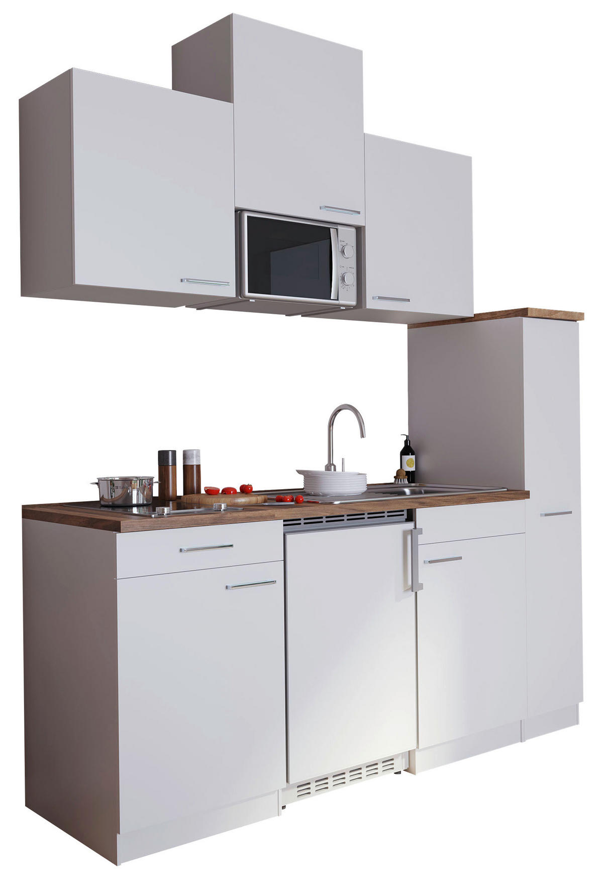 KÜCHENBLOCK 180 cm   in Weiß  - Nussbaumfarben/Alufarben, Basics, Holzwerkstoff/Kunststoff (180cm) - Respekta