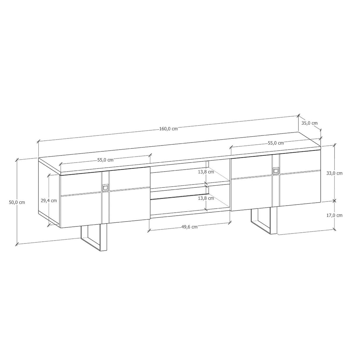 LOWBOARD Recife  in 160/50/35 cm  - Walnussfarben/Schwarz, Design, Holzwerkstoff (160/50/35cm) - Livetastic