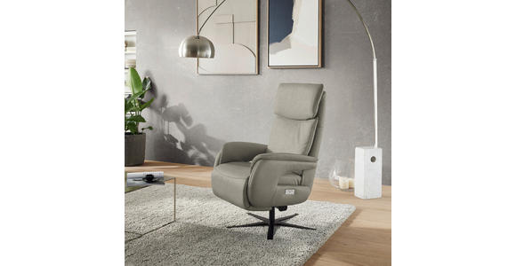 RELAXSESSEL in Leder Hellgrau  - Hellgrau/Schwarz, Design, Leder/Metall (70/117/85cm) - Dieter Knoll