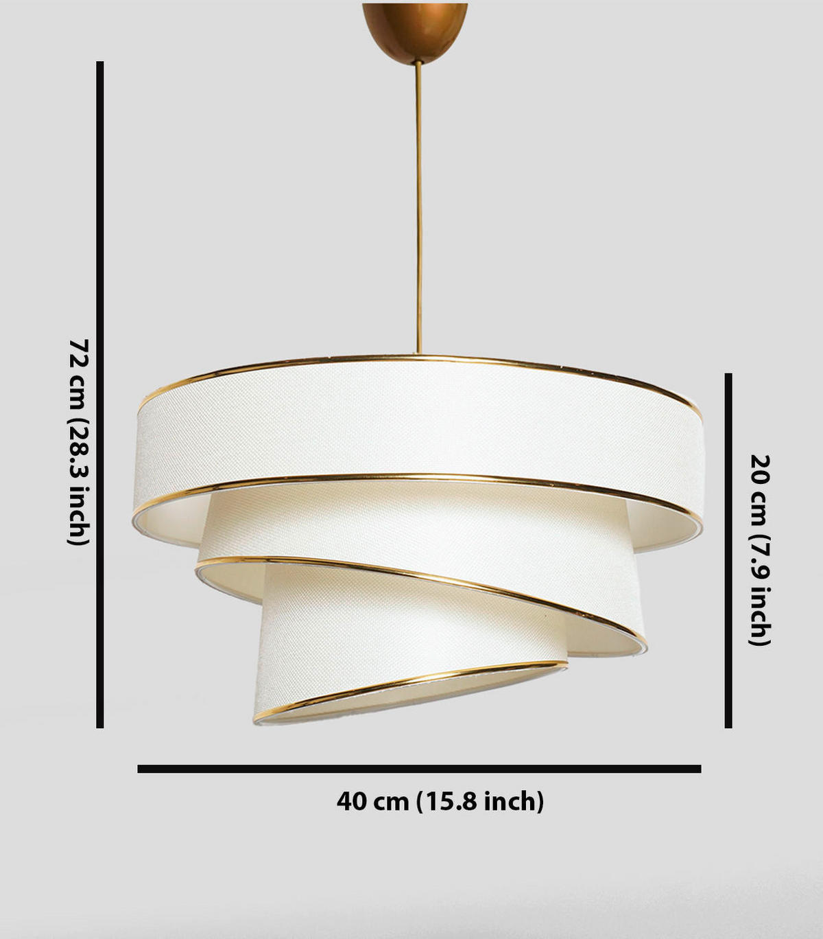 HÄNGELEUCHTE 40/72 cm   - Goldfarben/Weiß, KONVENTIONELL, Kunststoff/Textil (40/72cm) - P & B