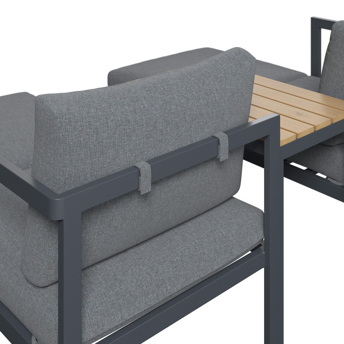 LOUNGEGARNITUR 5-teilig   66/64/65.5 cm Stahl  - Dunkelgrau/Naturfarben, MODERN, Kunststoff/Textil (66/64/65.5cm) - Ambia Garden