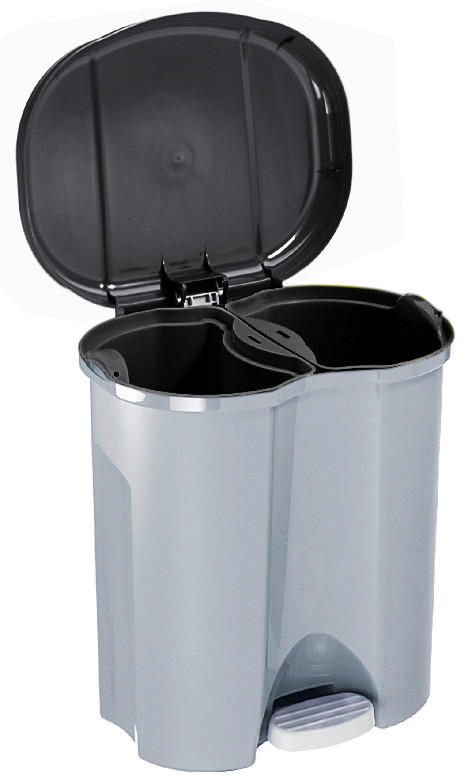 ABFALLEIMER PILA 2x10l L  - Grau, KONVENTIONELL, Kunststoff (39/32/40,5cm) - Rotho