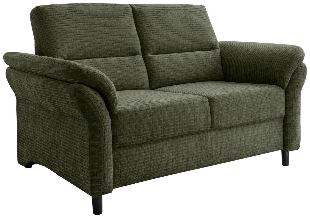 2-SITZER-SOFA in Mikrofaser Olivgrün  - Schwarz/Olivgrün, Modern, Holz/Textil (147/90/89cm) - Livetastic